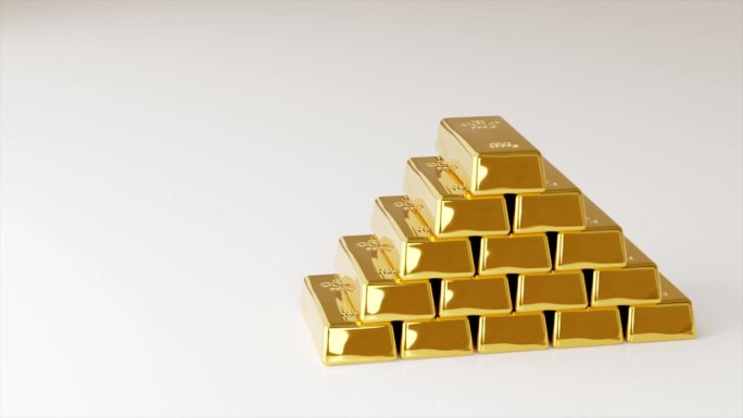 金条堆砌铸锭，显示富贵富贵，3D渲染