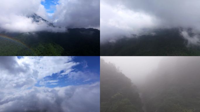 4k50帧航拍云雾缭绕的山川森风景保护区