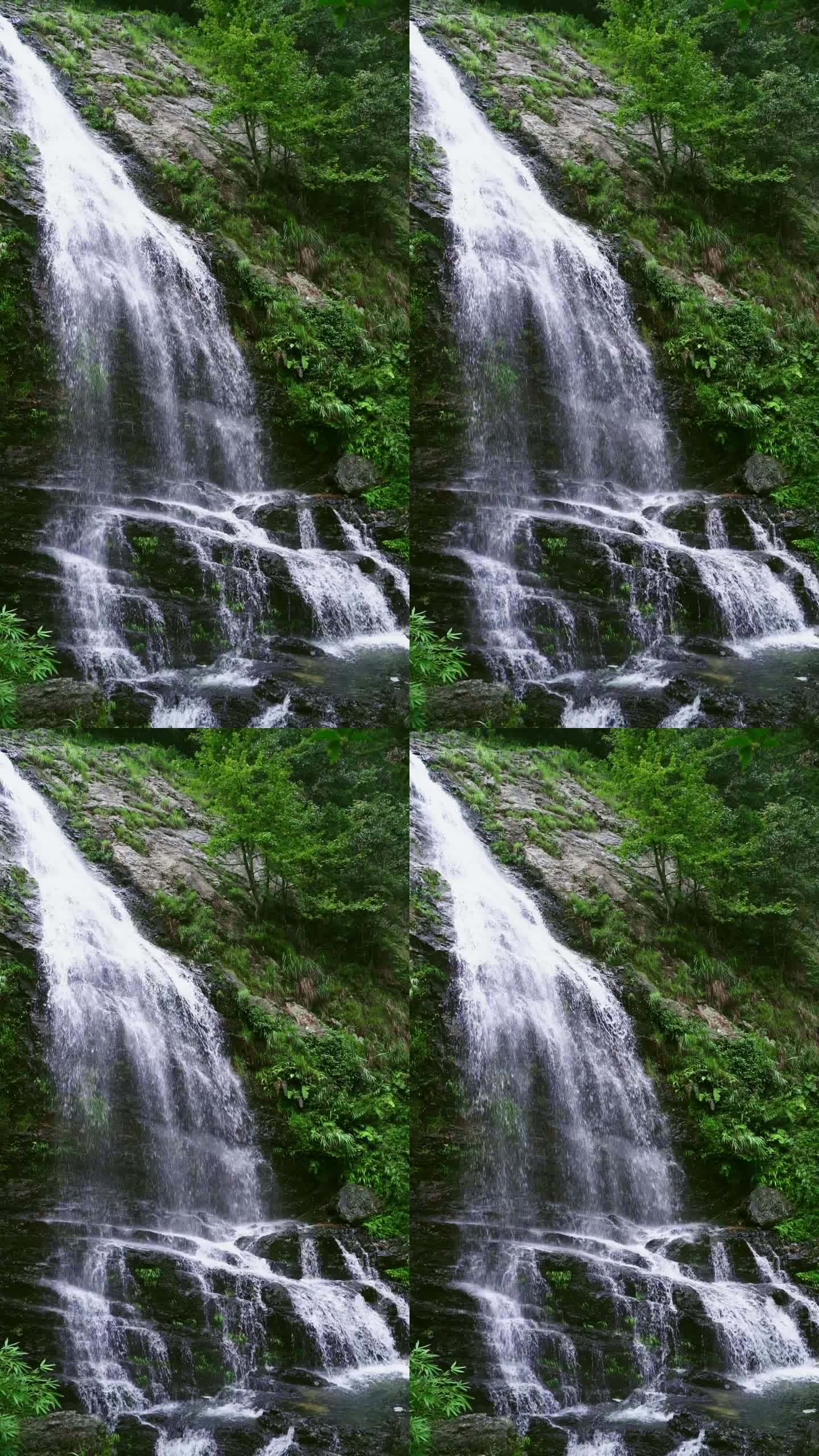 瀑布激流高山流水夏日风景清流自然风光