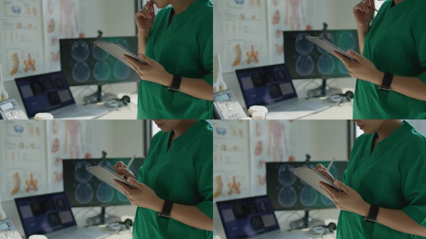 医生在办公室医院工作数码平板电脑