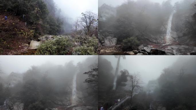 安徽六安天堂寨风景区瀑布山川森林