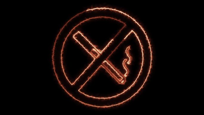 黑色背景的霓虹灯禁止吸烟。4 k动画。