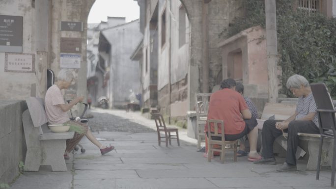 温馨和谐徽派建筑马头墙乡村景象