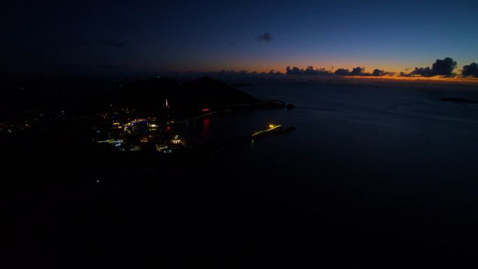 港口渔港夜景日落航拍