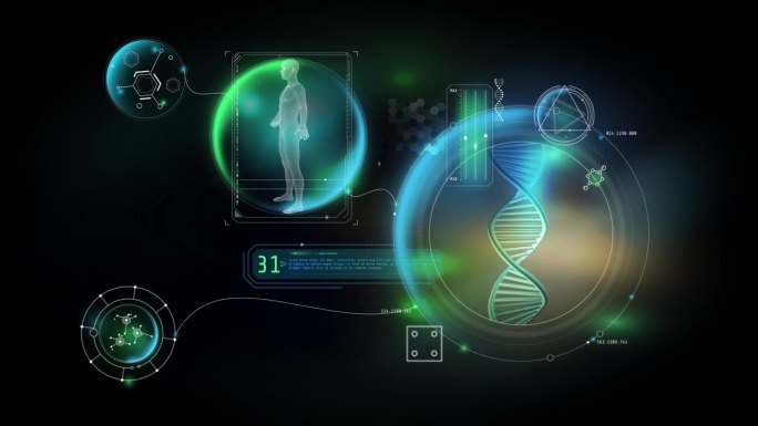 关于DNA全息图的人体结构的动画信息图