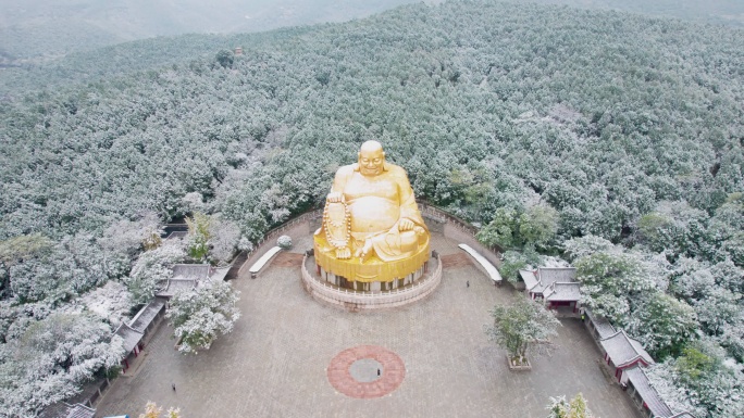 4k航拍山东济南千佛山雪景