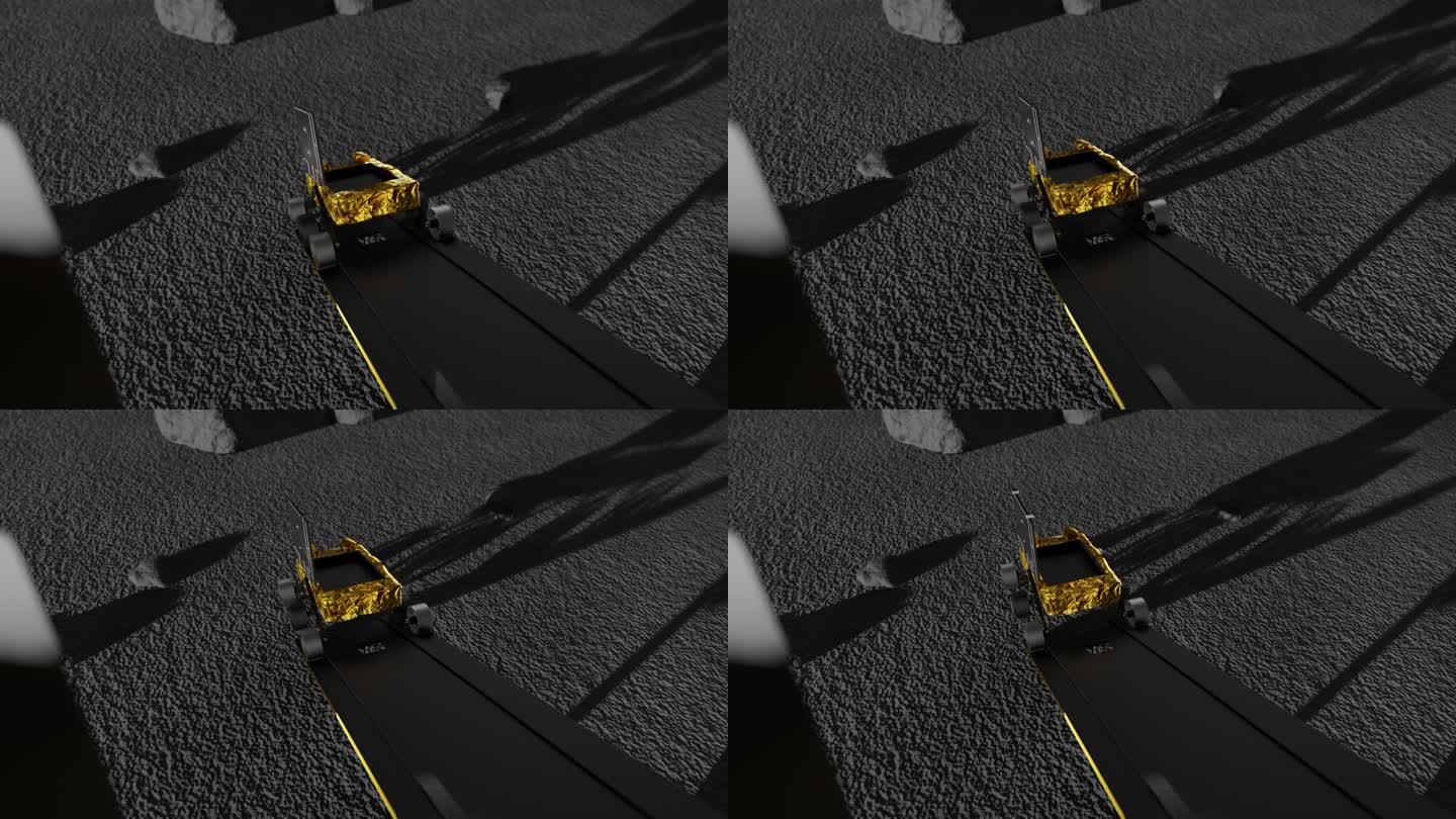 月船月球车部署在月球表面的3D动画