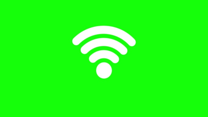 简单的Wi-fi图标动画绿色背景。Wi-Fi图标循环动画。无线互联网接入符号