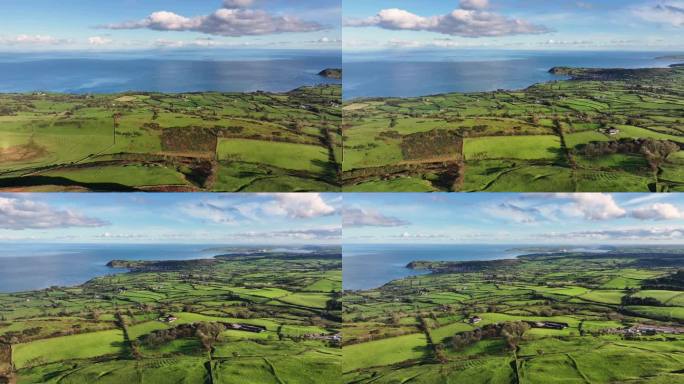 航拍的美丽风景的岩石，山和海在北爱尔兰北部海岸