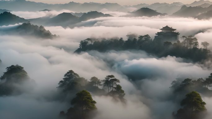 山峦叠嶂山脉云海延时