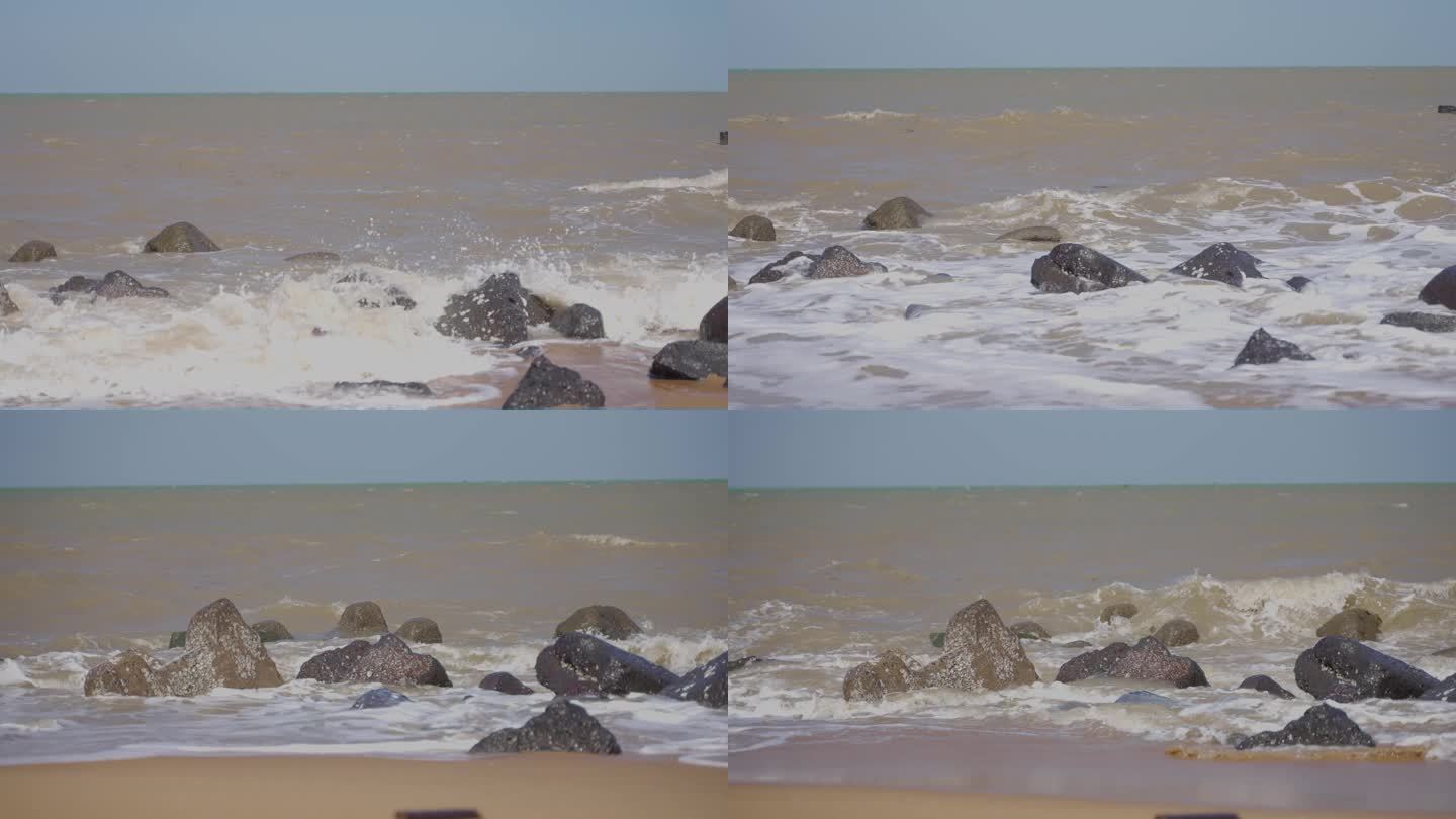 巨浪拍打海岸升格