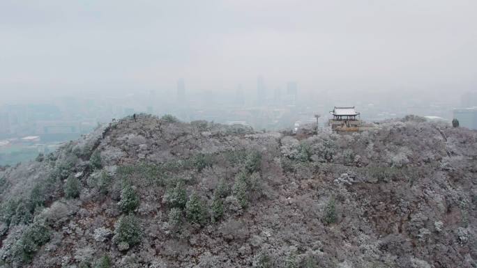 4k航拍山东济南千佛山雪景