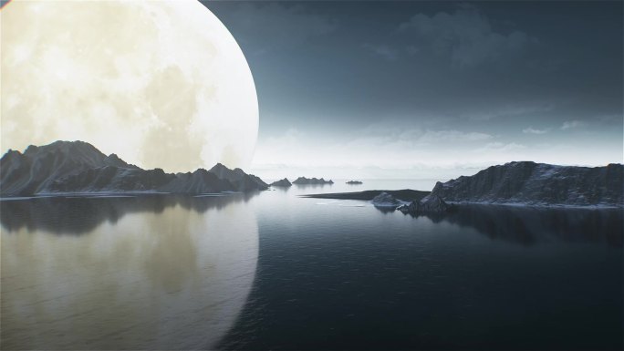 海上 湖面 海水 山水 镜湖 明月