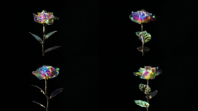 七彩玫瑰花旋转假花塑料花永生花