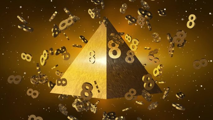 黄金金字塔周围环绕着一个黄金数字8