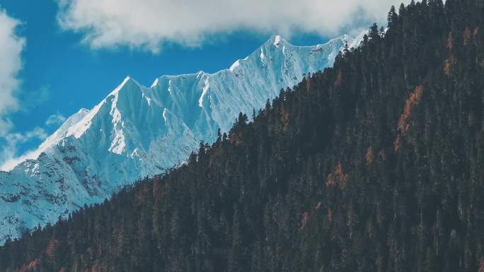 航拍西藏拉萨林芝波密雪山冰川震撼高山长焦