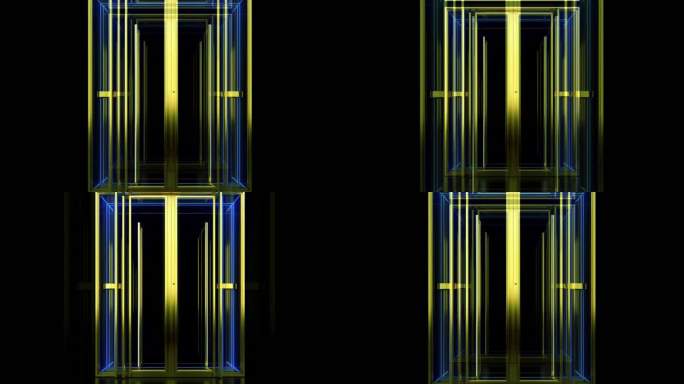 线条空间几何冲屏科技门正方形暗黑隧道穿梭