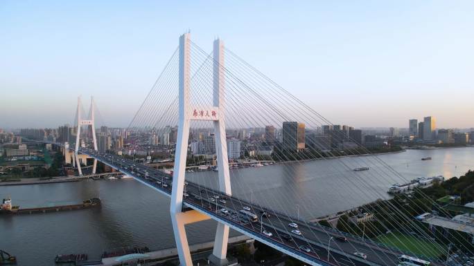 4k原素材-南浦大桥航拍 城市景观