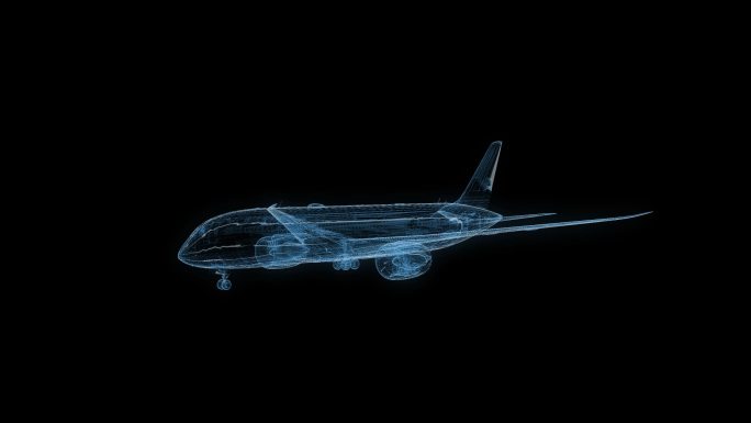 波音787客机透视全息通道素材