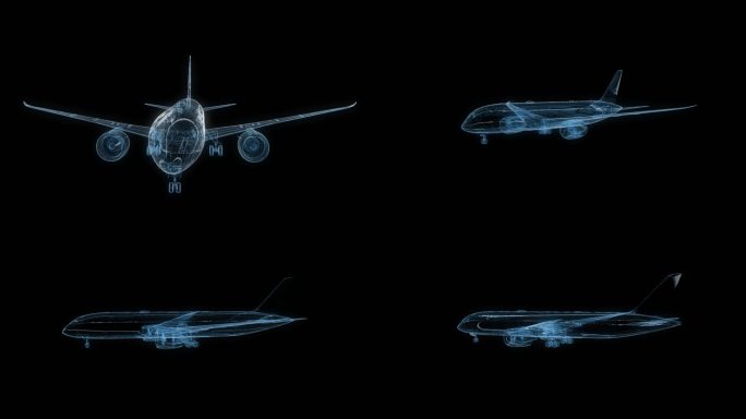 波音787客机透视全息通道素材