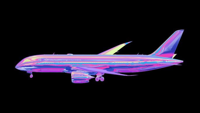 波音787客机赛博朋克元宇宙通道素材