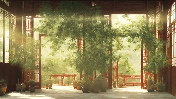 中国风古代室内环境舞台背景1