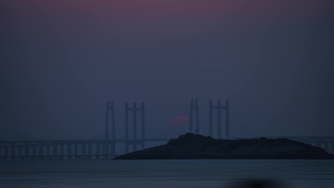泉州跨海大桥日落月出
