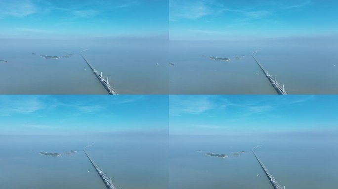 港珠澳大桥全景海上桥梁高空航拍大海风光