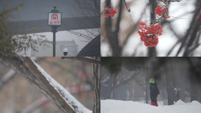 4k哈尔滨雪景空镜头初雪人文素材