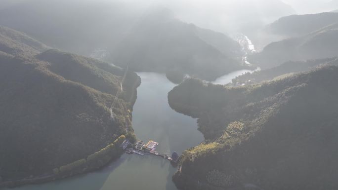 富春山居图日出航拍特写多角度