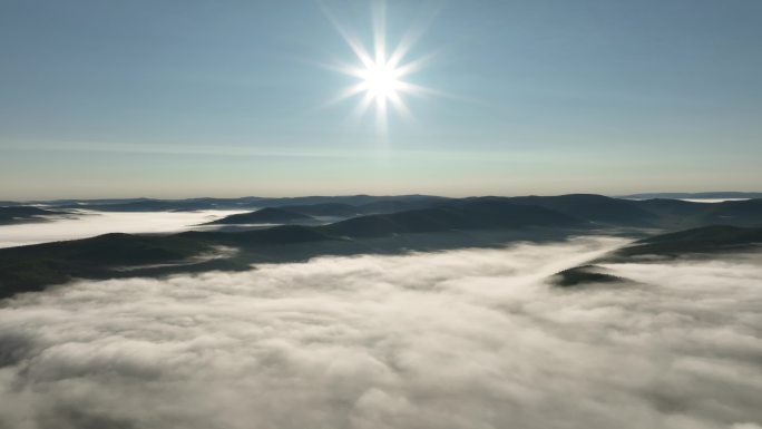 航拍山川云海太阳