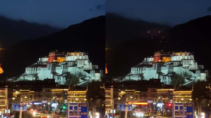 西藏拉萨网红天桥拍摄布达拉宫夜景延时