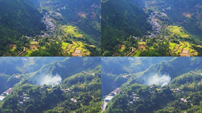 航拍原生态乡村风景