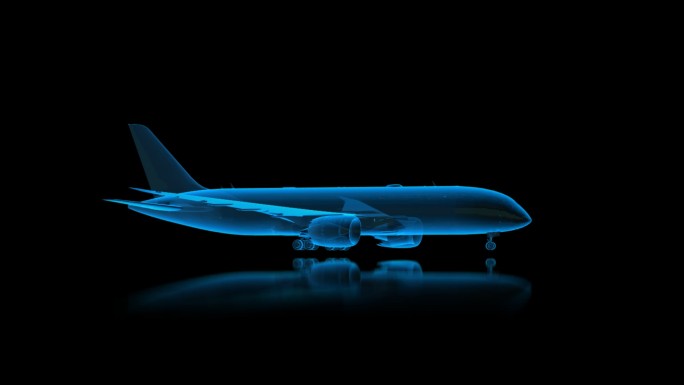 波音787客机全息蓝色科技通道素材