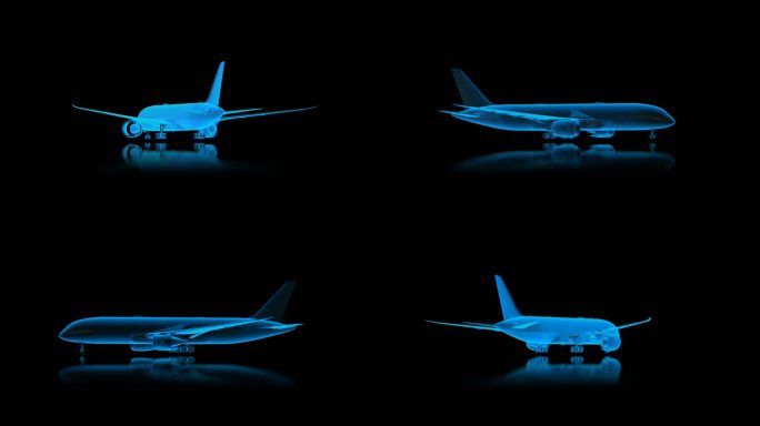 波音787客机全息蓝色科技通道素材