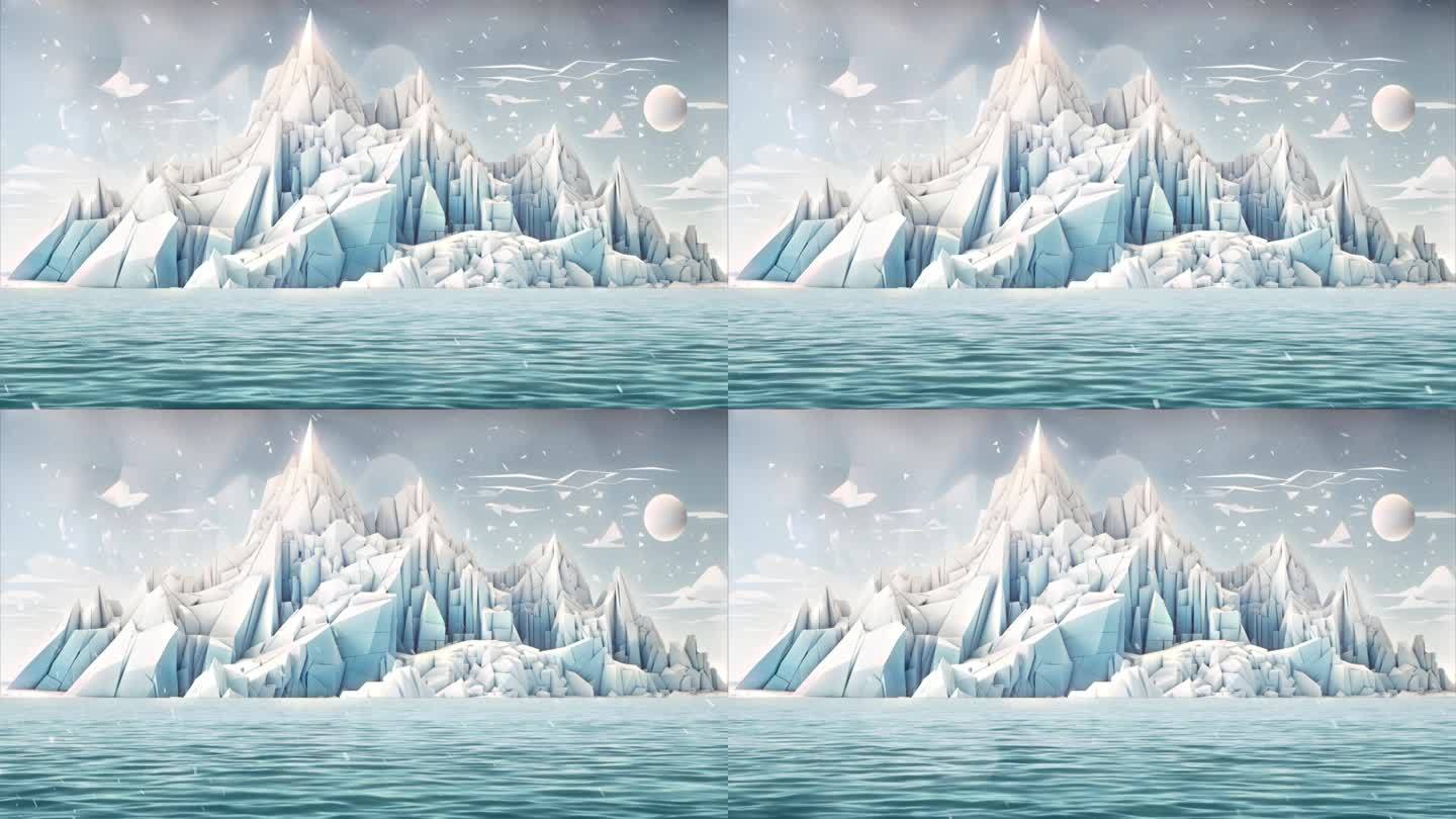 4K北极南极雪景概念背景