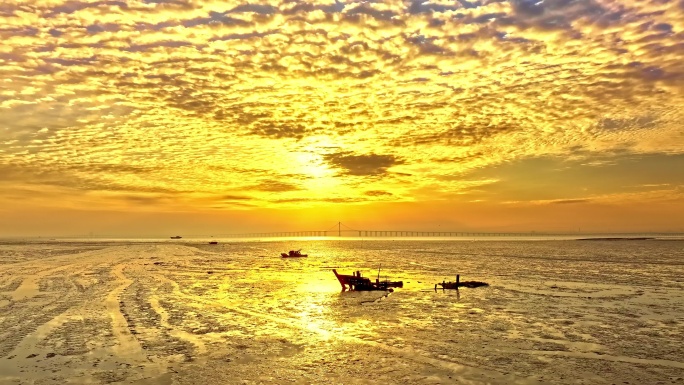 海上日出镜头码头港口