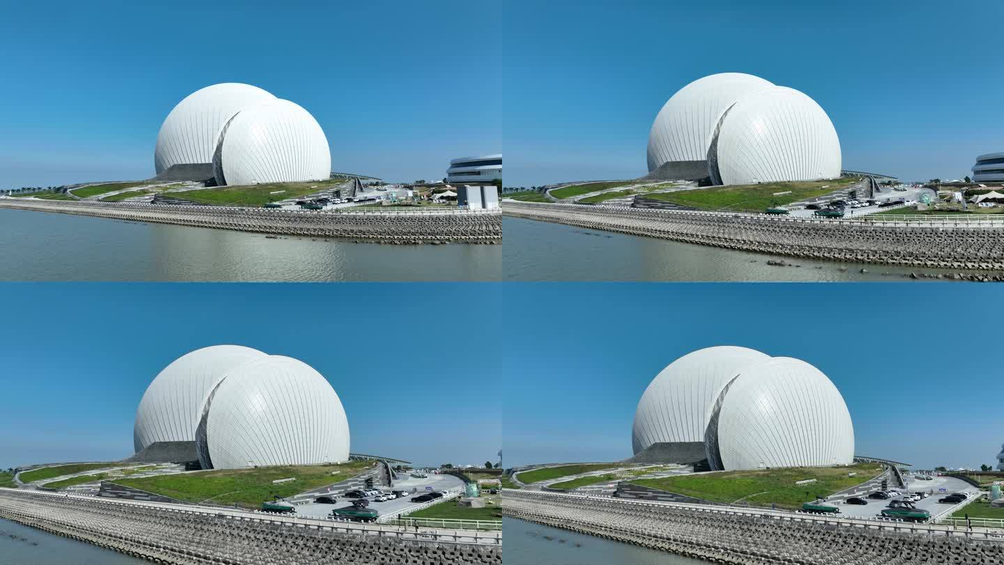 珠海日月贝航拍珠海大剧院地标城市建筑风光