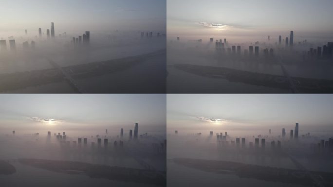 4K长沙城市宣传片平流雾云海