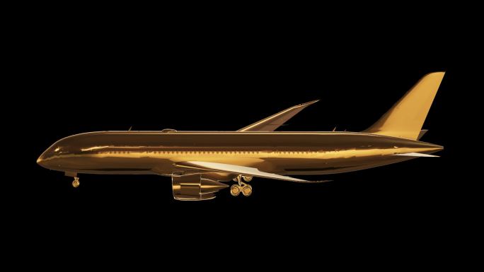 波音787客机黄金版效果展示通道素材