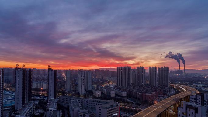 城市日出延时空镜