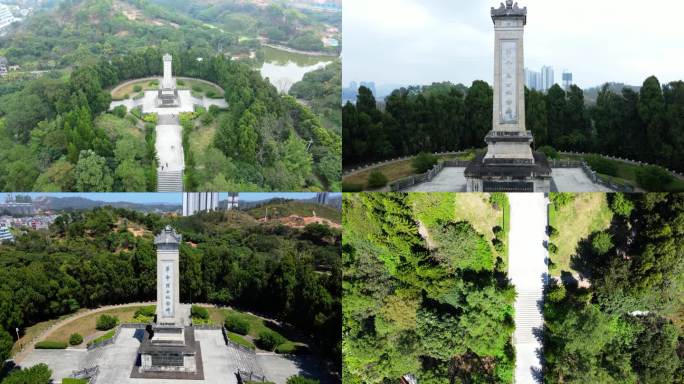 陆川县公园人民英雄纪念碑航拍