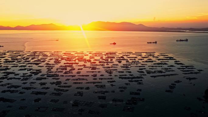 夕阳下广东阳江海陵岛闸坡渔港码头