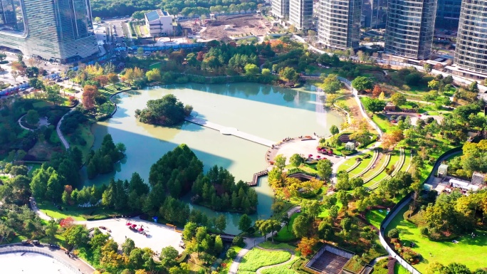 台州市椒江区，和合公园以及周边建筑风格