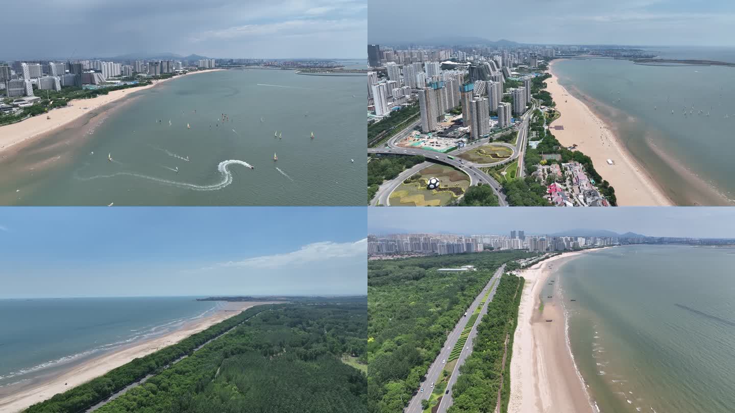 海边城市森林大海公路