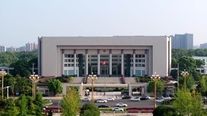 4K湖南省政府大楼航拍