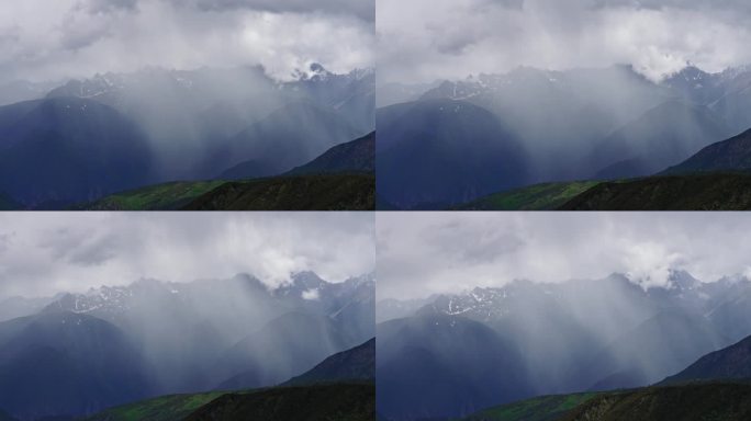 4K高原雨瀑 高原风光 风景航拍