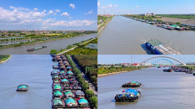 内河航道运河集装箱货船水运 大治河川杨河