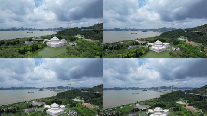 4K广东东莞海战博物馆虎门大桥全景航拍