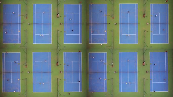 航拍城市体育公园市民运动中心网球场